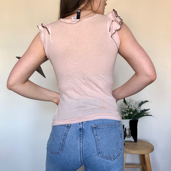 4/$10 | Baby pink tee with ruffle detail - Picture 5 of 6